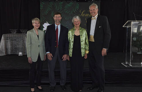 Pictured, left to right: Southwestern Vermont Medical Center (SVMC) Board of Trustees Chair Kathy Fisher, Eric Seyferth, MD, Consie West and Thomas Dee, President and CEO of SVMC