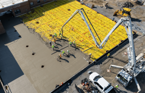 Concrete was poured July 8 on the site of the cancer center expansion. -Greg Nesbit Photography -