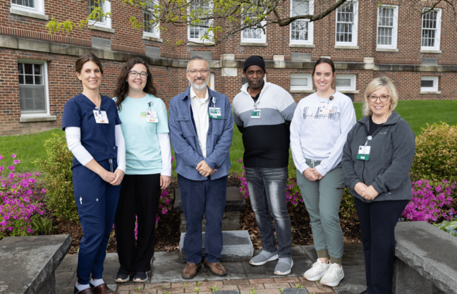 Pictured: Deb Malachuk, RN, Katelyn O'Neill MS,CCC-SLP, President & CEO Estevan Garcia, MD, DrPH, Rodney Baker, Hattie Jowett, Kim Webster, RN