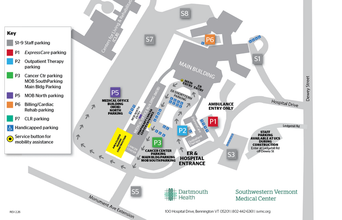 Updated Campus Map of SVMC, effective March 18, 2026